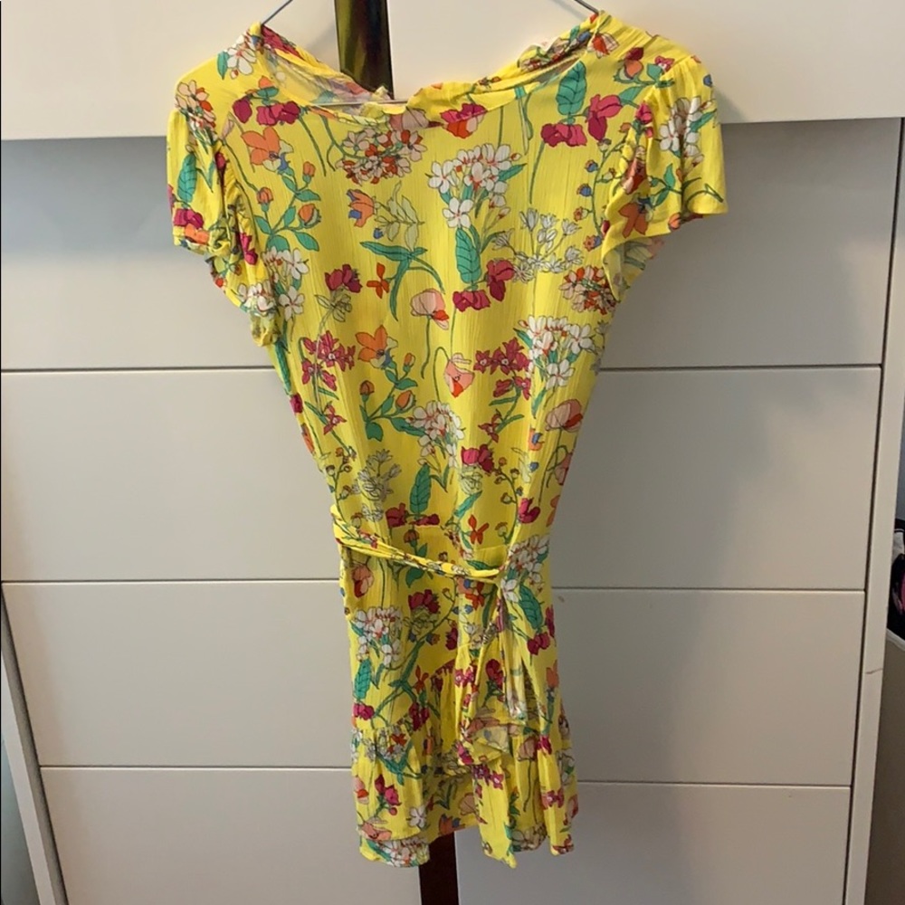 Zara Midi Yellow Floral Flowy Dress